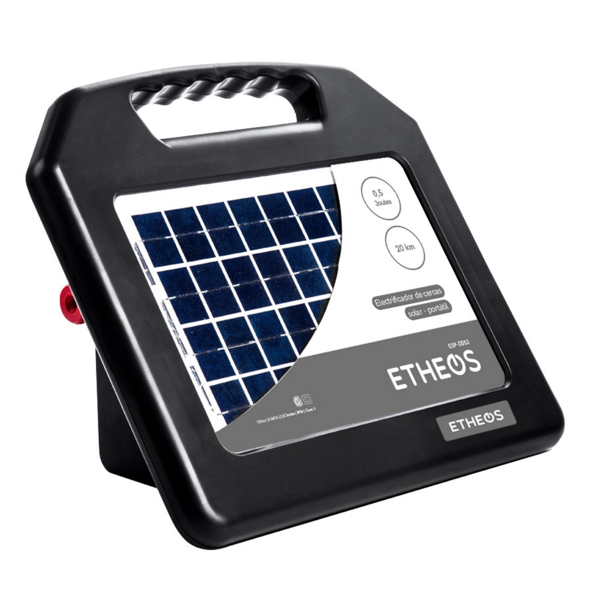 Electrificador de Cercas Portatil Solar hasta 20 Km Lineales Mod. ESP-005J Etheos